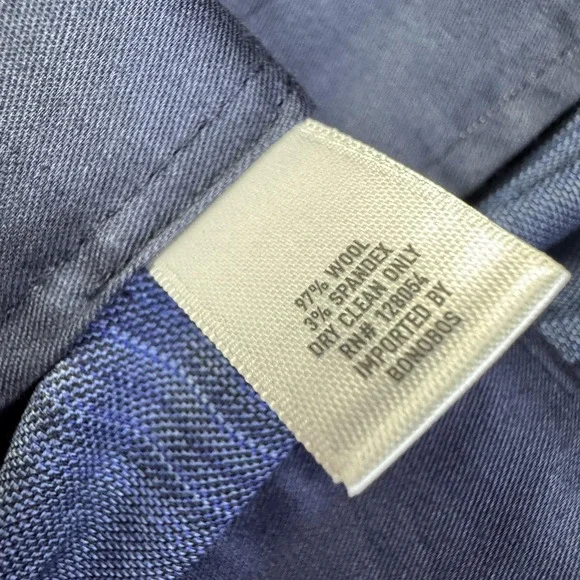 Bonobos Pants Mens 34x37 Blue Plaid Wool Blend Athletic Fit Dress Trousers NEW